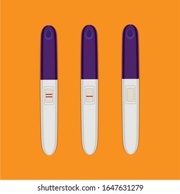 Vector illustration of pregnancy or ovulation tests. Positive negative and new test.