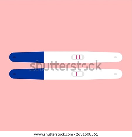 Vector illustration of a pregnancy test pack showing one and two lines indicating positive and negative results, used for women's healthcare with flat art design style
