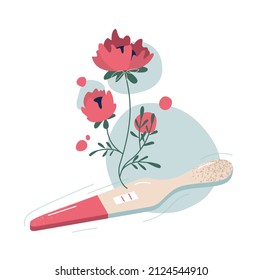 Vector illustration of a pregnancy test with a positive result. Two lines. 