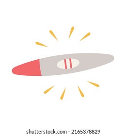 Ilustración vectorial de una prueba de embarazo con un resultado positivo en forma de dos líneas.