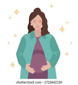 Vector illustration pregnancy. Woman beautiful. Love. Woman. Parents.