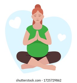 Vector illustration pregnancy yoga. Woman beautiful. Love. Woman. Parents. Meditation.