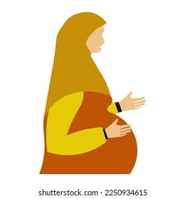 Vector illustration of a pregnant Muslim woman