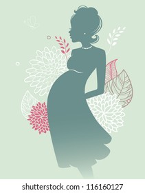Vector illustration of Pregnant silhouette woman