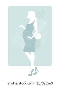 Vector illustration of Pregnant silhouette woman