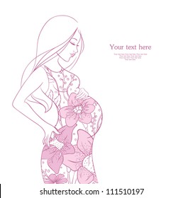 Vector illustration of Pregnant woman