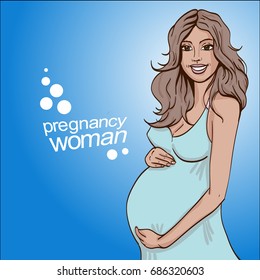 Vector illustration of Pregnant woman copy space