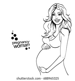 Vector illustration of Pregnant woman copy space