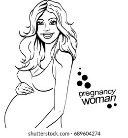 Vector illustration of Pregnant woman copy space