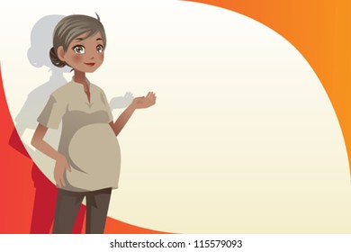 A vector illustration of a pregnant woman with copyspace