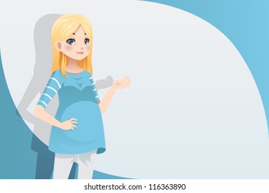 A vector illustration of a pregnant woman with copyspace