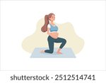 vector illustration of pregnant woman doing yoga in flat design style. vector illustration.