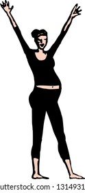 Vector illustration of a pregnant woman doing fitness exercises
