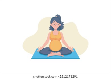 vector illustration of pregnant woman doing yoga in flat design style. vector illustration.