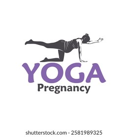 Vector illustration of a pregnant woman doing yoga pose with minimalist and modern design. This image is suitable for use in promotional materials for prenatal yoga classes, maternal health, and etc.