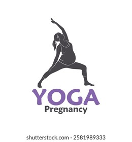 Vector illustration of a pregnant woman doing yoga pose with minimalist and modern design. This image is suitable for use in promotional materials for prenatal yoga classes, maternal health, and etc.