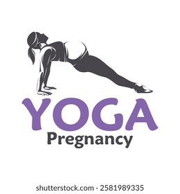 Vector illustration of a pregnant woman doing yoga pose with minimalist and modern design. This image is suitable for use in promotional materials for prenatal yoga classes, maternal health, and etc.