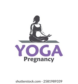 Vector illustration of a pregnant woman doing yoga pose with minimalist and modern design. This image is suitable for use in promotional materials for prenatal yoga classes, maternal health, and etc.