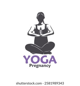 Vector illustration of a pregnant woman doing yoga pose with minimalist and modern design. This image is suitable for use in promotional materials for prenatal yoga classes, maternal health, and etc.