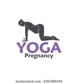 Vector illustration of a pregnant woman doing yoga pose with minimalist and modern design. This image is suitable for use in promotional materials for prenatal yoga classes, maternal health, and etc.