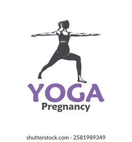 Vector illustration of a pregnant woman doing yoga pose with minimalist and modern design. This image is suitable for use in promotional materials for prenatal yoga classes, maternal health, and etc.