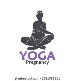 Vector illustration of a pregnant woman doing yoga pose with minimalist and modern design. This image is suitable for use in promotional materials for prenatal yoga classes, maternal health, and etc.