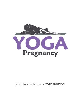 Vector illustration of a pregnant woman doing yoga pose with minimalist and modern design. This image is suitable for use in promotional materials for prenatal yoga classes, maternal health, and etc.