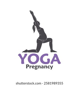 Vector illustration of a pregnant woman doing yoga pose with minimalist and modern design. This image is suitable for use in promotional materials for prenatal yoga classes, maternal health, and etc.