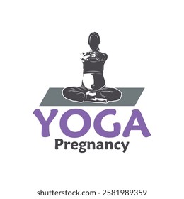 Vector illustration of a pregnant woman doing yoga pose with minimalist and modern design. This image is suitable for use in promotional materials for prenatal yoga classes, maternal health, and etc.