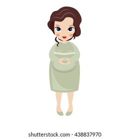 Vector illustration of pregnant woman on white background