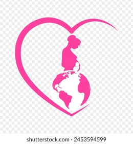 Vector illustration of pregnant woman silhouette on transparent background