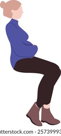 Vector Illustration of a Pregnant Woman Sitting 