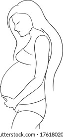 Vector illustration of pregnant woman, tender image