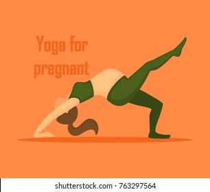 Vector illustration of pregnant woman in the yoga pose