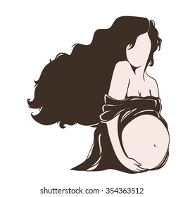 Vector illustration of Pregnant woman's silhouette