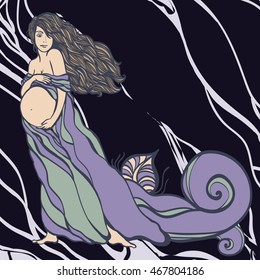 Vector illustration of Pregnant woman's silhouette