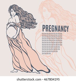 Vector illustration of Pregnant woman's silhouette