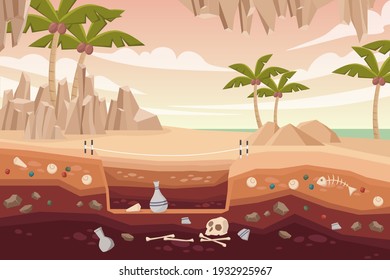 Vector illustration of Prehistoric Archaeological excavation