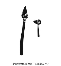 Vector illustration of prehistoric and arrow symbol. Set of prehistoric and spear vector icon for stock.
