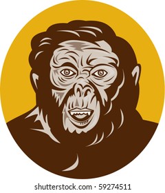 vector illustration of a Prehistoric man head facing front