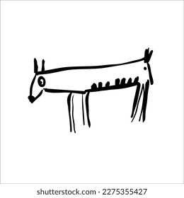 Vektorgrafik von prähistorischem Gestein Petroglyph mit Tieren.