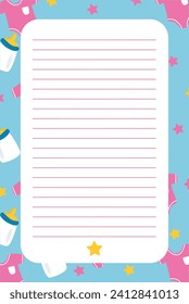 Vector illustration Pre-made stationary template for notes editable template