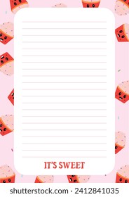 Vector illustration Pre-made stationary template for notes editable template