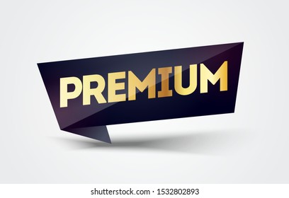 Vector Illustration Premium Black And Gold Label. Dark Luxury Golden Flag. Web Element.