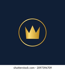 Vector illustration of premium crown icon. Suitable for design element of luxury label, premium product label, and precious award stamp. Simple golden crown in the circle.