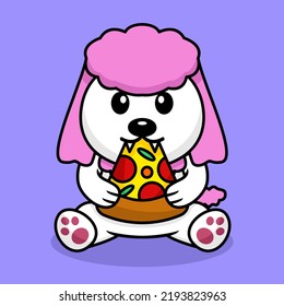 Vector Illustration Of Premium Cute Dog Eating Pizza