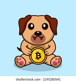 Vector illustration of premium cute dog holding gold coin
