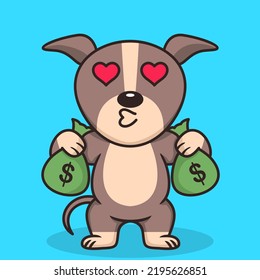Vector illustration of premium cute dog doing weightlifting