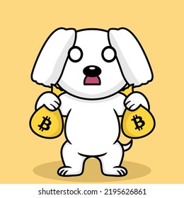 Vector illustration of premium cute dog doing weightlifting