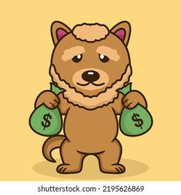Ilustración vectorial de perro lindo premium haciendo levantamiento de pesas